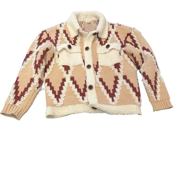 Sweeney Sherpa TrimVici Collection Jacket Sweater with Buttons women size small - Picture 3 of 11